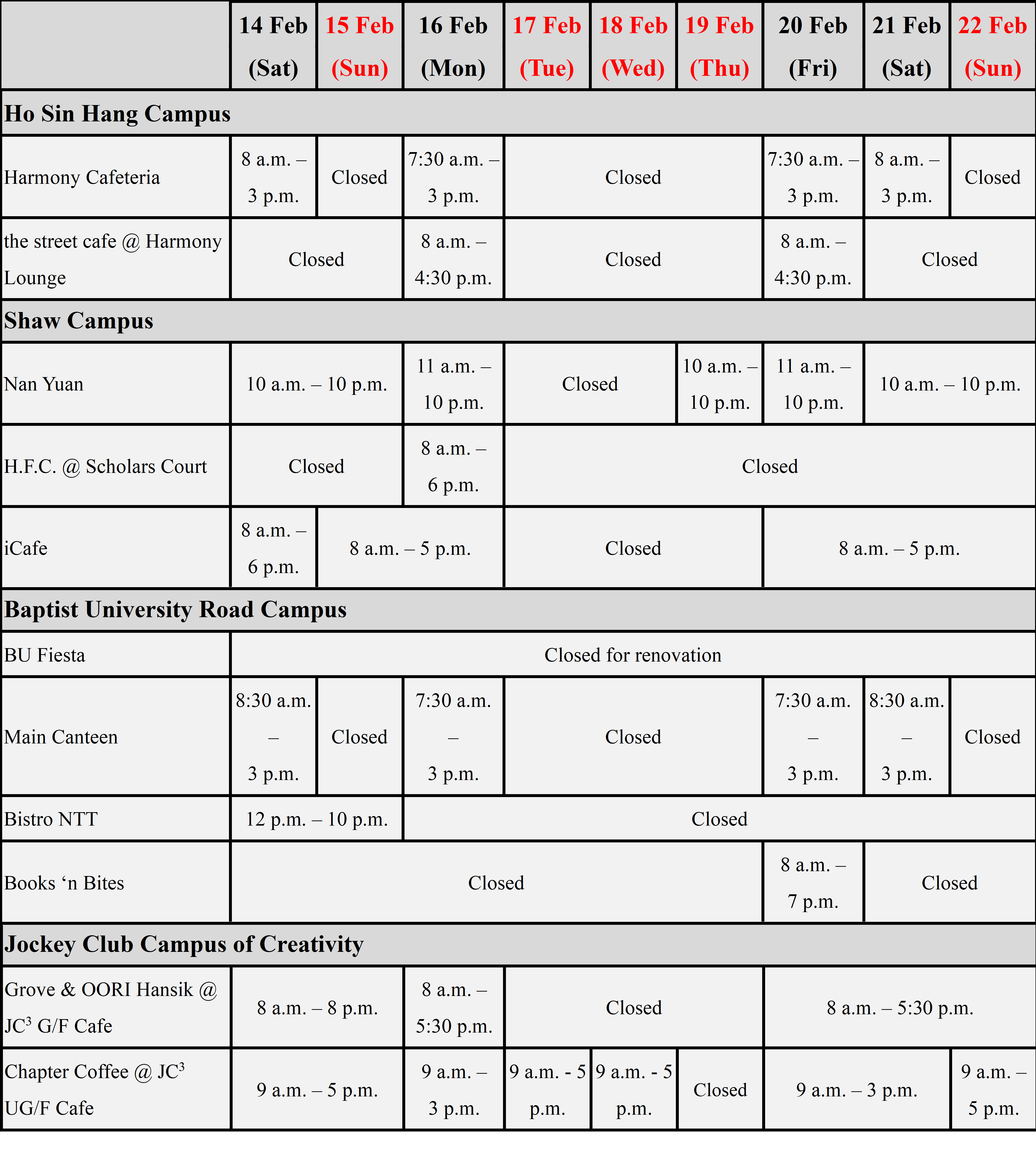 20260210 CNY operating hours